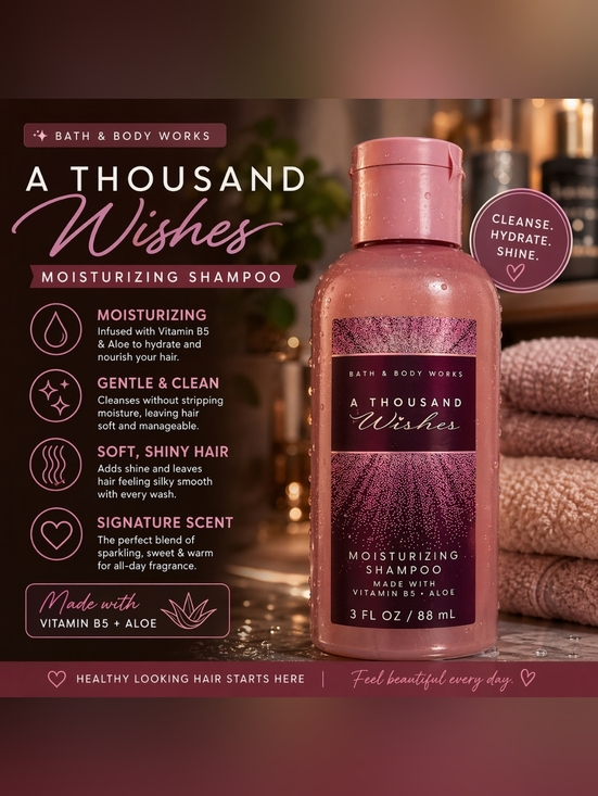 Bath & Body Works Other - Bath & Body Works A Thousand Wishes Moisturizing Shampoo - Pink